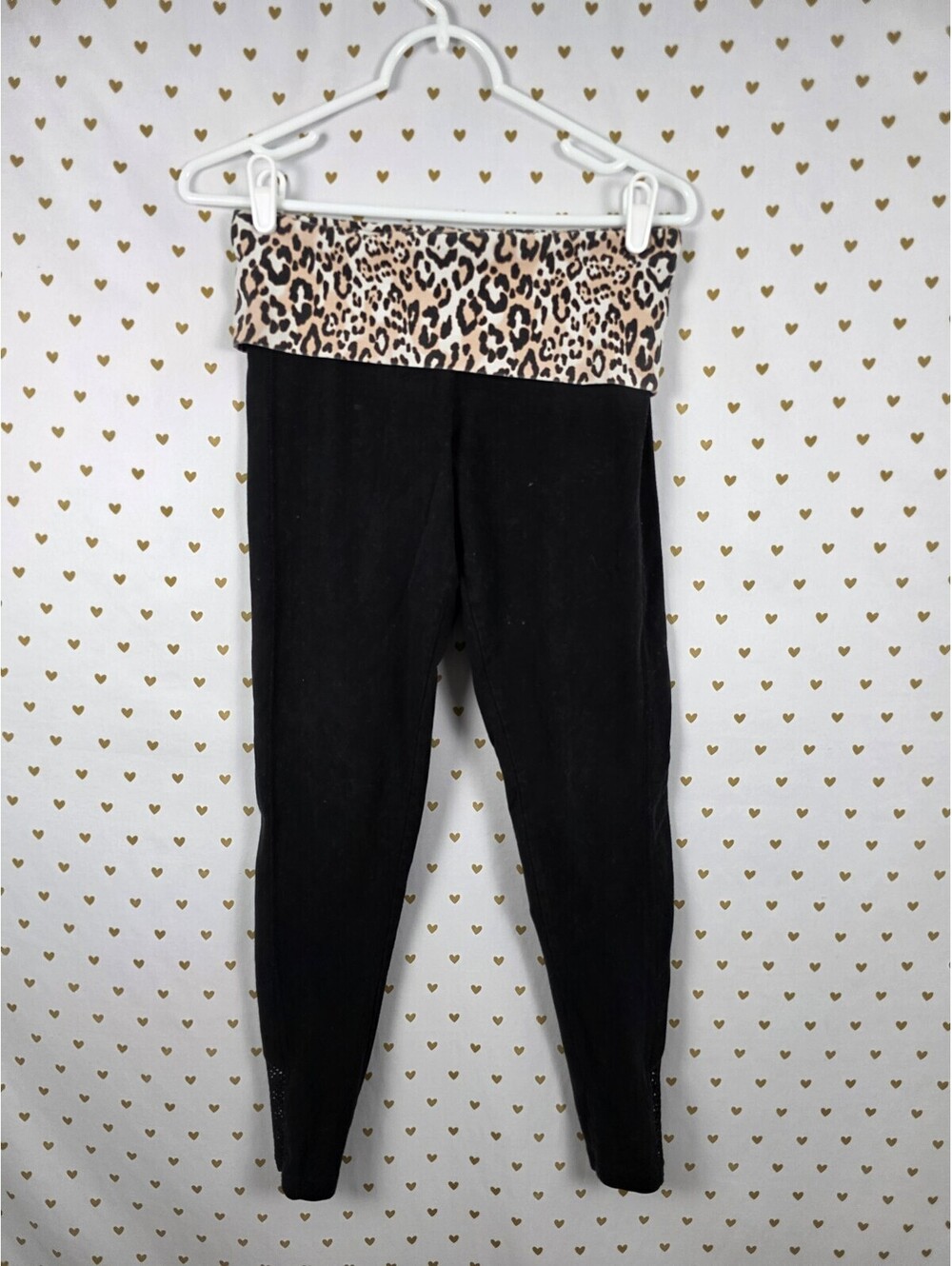 Victorias Secret PINK Leopard Cheetah Ankle Skinny Foldover Yoga Pants Y2k SMALL